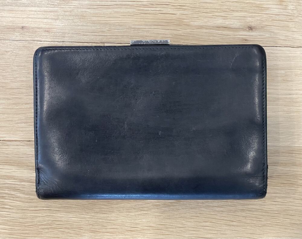 Coach Black Leather Medium Trifold Wallet Clutch Purse Credit Card Organizer